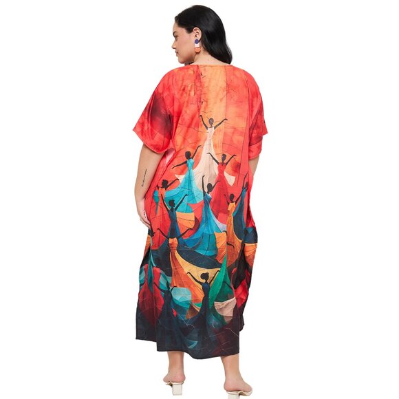 Gypsie Blu Digital Printed Polyester Caftan Dress Plus Size Mumu Maxi Dresses - Picture 9 of 9